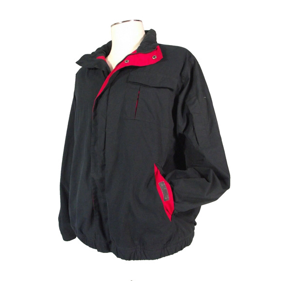 Chaps Ralph Lauren Jacket Men's Medium Blue Red Ski Winter Full Zip Fleece Lined - Picture 1 of 12